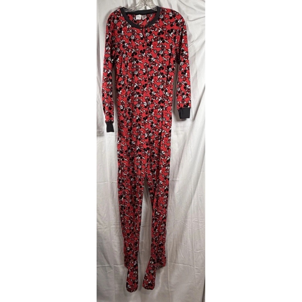 Disney Mickey Mouse Red Footed Pajamas Women's Small Gently Used